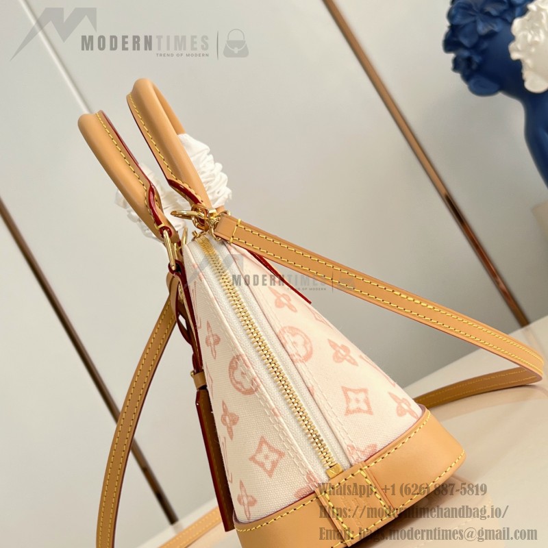 Louis Vuitton Alma BB Handbag with Damier Ebene Canvas and Toron Leather Handles
