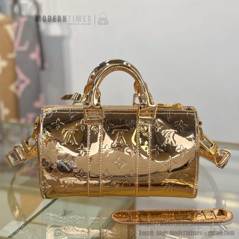 Louis Vuitton KEEPALL BANDOULIÈRE 25 M26903 Silver Gold Replica Handbag