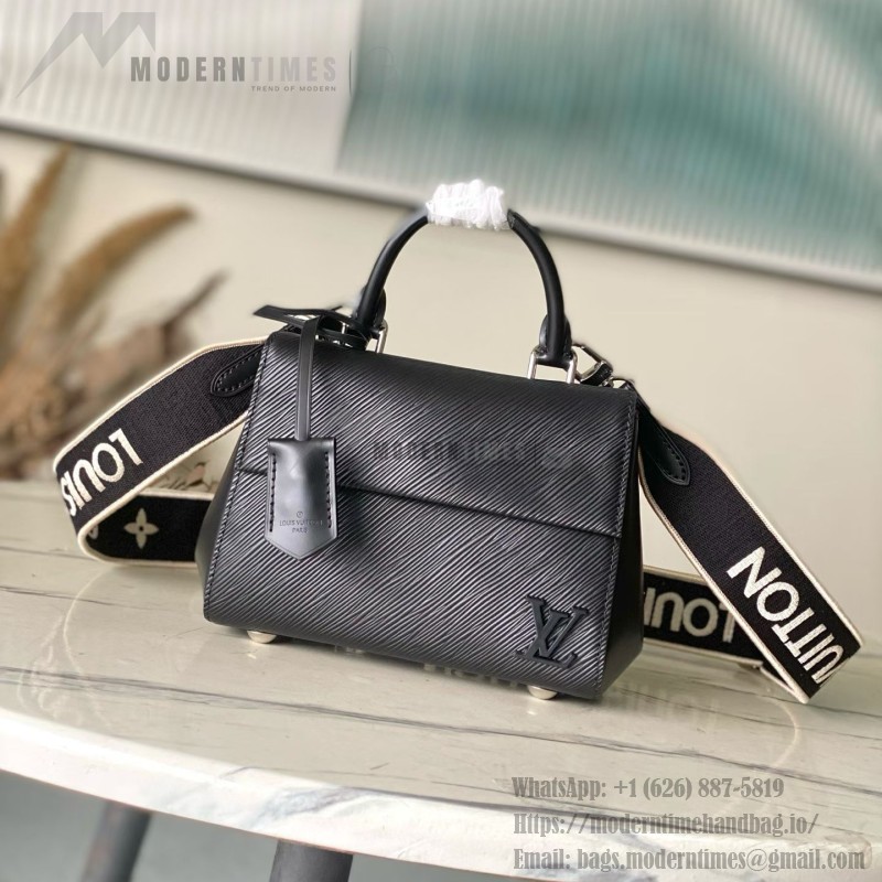 Louis Vuitton Cluny Mini M14435 black Epi leather handbag with jacquard strap