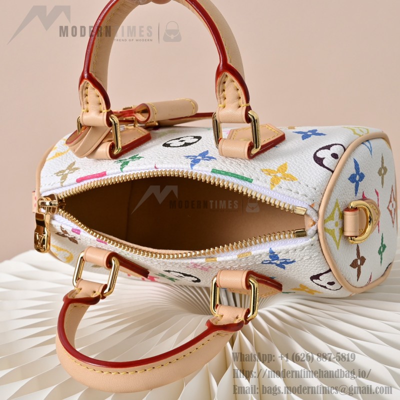 Louis Vuitton Nano Speedy M13391 White Multicolor Handbag – Mini Monogram Canvas