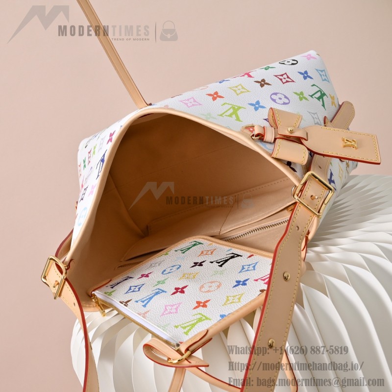 Louis Vuitton CarryAll M13661 White Multicolor Handbag – Monogram Canvas with Leather Trim