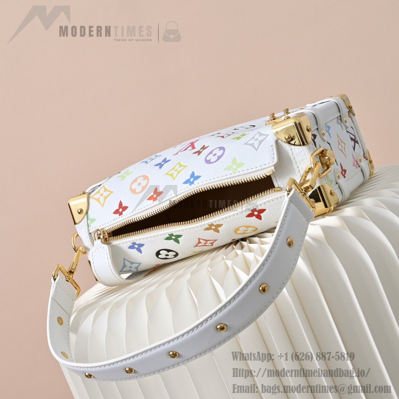 Louis Vuitton Side Trunk Medium Handbag M14046 White Takashi Murakami