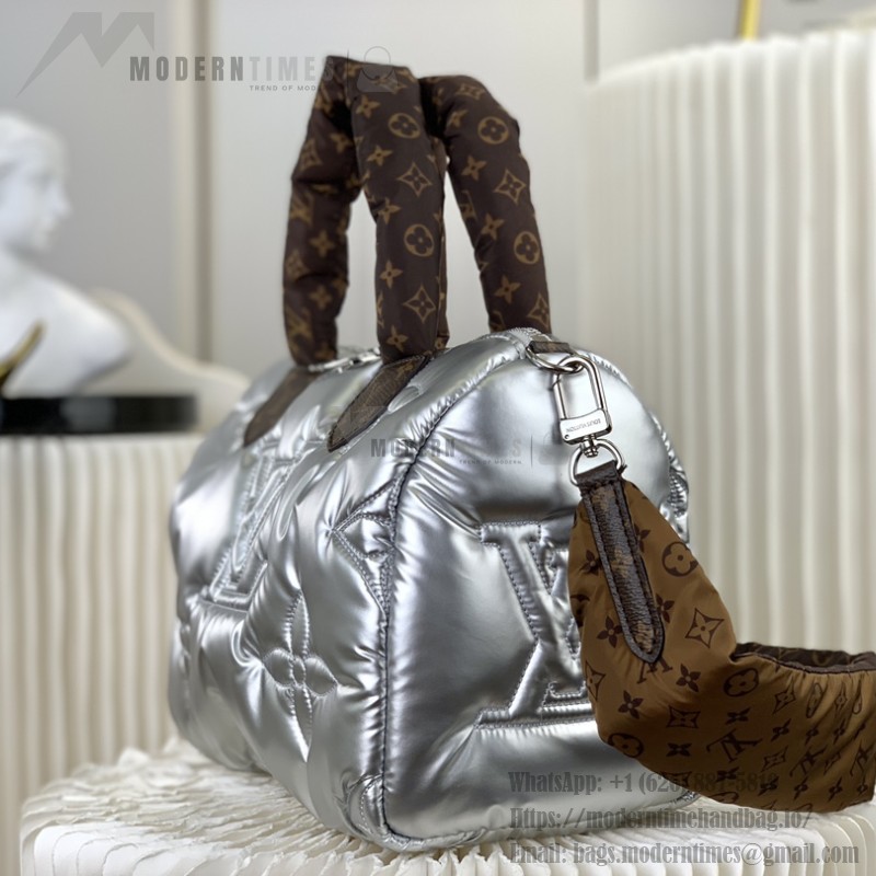 Louis Vuitton Speedy Bandoulière 25 Silver Econyl embroidered tote bag