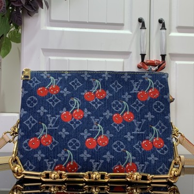 Louis Vuitton - Takashi Murakami Coussin PM M14978 Denim/Cherry Rainbow Monogram Lambskin Handbag