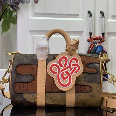 Louis Vuitton - Keepall Bandoulière 25 M15428 Nigo Monogram & Damier Patchwork Canvas Bag 