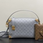 Louis Vuitton Side Trunk MM Gray M25602 with Mini Pouch – Monogram Embossed Leather