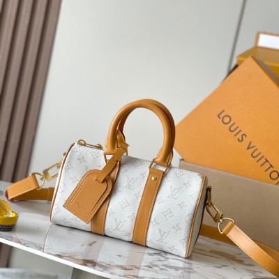 Louis Vuitton - Keepall Bandoulière 25 Handbag M15706 White Premium MB163c Chip Version with Original Leather