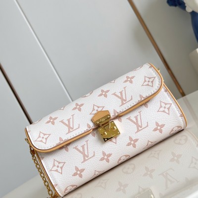 Louis Vuitton - M26583 Pochette Camille White Floral Monogram Dune Canvas Handbag Exclusive Original Design