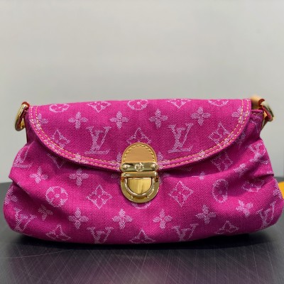 Louis Vuitton - M95216 Pink Purple & Denim Blue Denim Baguette Bag Vintage Rare Edition