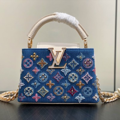 Louis Vuitton - Capucines Mini Handbag Blue Denim M12947