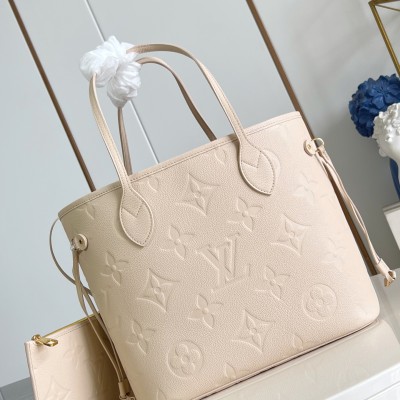Louis Vuitton – Neverfull MM Tote Bag M14319 in Sand Color M45686 Monogram Embossed Epi Leather