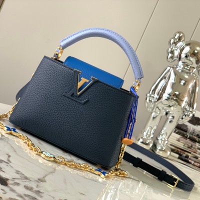 Louis Vuitton - Capucines BB Black and Blue High-End Custom M20844 M20845 Handbag