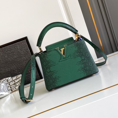 Louis Vuitton - Capucines BB/MM Green Lizard Leather Handbag with Dynamic Chip M98156 / M98177