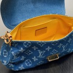 Louis Vuitton M95216 Pink Purple & Denim Blue Vintage Denim Baguette Bag