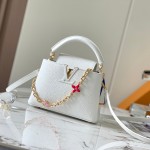 Louis Vuitton Capucines BB White Taurillon Calfskin Handbag with Gold Hardware