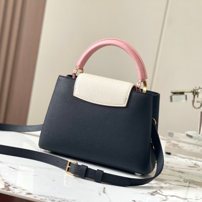 Louis Vuitton - Capucines BB Black/White High-End Custom Taurillon Calfskin Handbag M20844 M20845