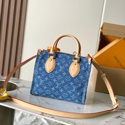 Louis Vuitton - OnTheGo PM M14633 Denim Canvas Handbag with MB163c Chip