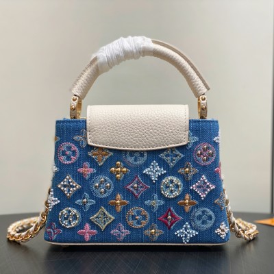 Louis Vuitton - Capucines Mini Handbag Blue Denim M12947