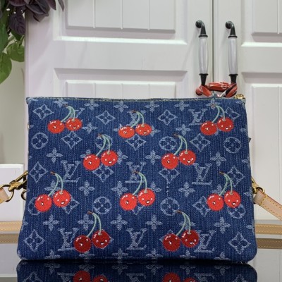Louis Vuitton - Takashi Murakami Coussin PM M14978 Denim/Cherry Rainbow Monogram Lambskin Handbag