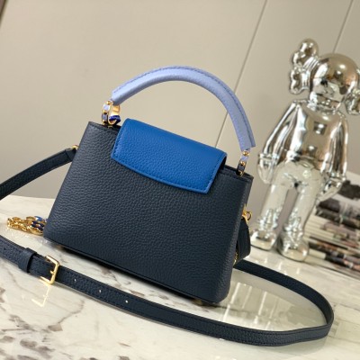 Louis Vuitton - Capucines BB Black and Blue High-End Custom M20844 M20845 Handbag