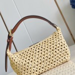 Louis Vuitton Hills Pochette M14304 Raffia and Leather Clutch