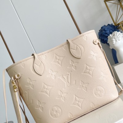 Louis Vuitton – Neverfull MM Tote Bag M14319 in Sand Color M45686 Monogram Embossed Epi Leather