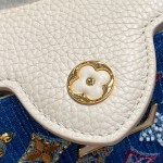 Louis Vuitton Capucines Mini Handbag Blue Denim M12947
