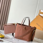  Louis Vuitton Neverfull Bandoulière Inside Out BB reversible handbag in White Green, Pink White, Brown and Rose Pink