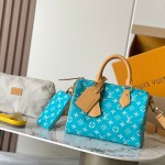 Louis Vuitton Speedy P9 Bandouliere 25 Handbag M11562 Windy Purple & M11561 Lake Blue with A-grade Full Steel Hardware (9.84 x 5.91 x 5.91 inches)