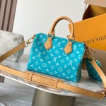 Louis Vuitton Speedy P9 Bandouliere 25 Handbag M11562 Windy Purple & M11561 Lake Blue with A-grade Full Steel Hardware (9.84 x 5.91 x 5.91 inches)