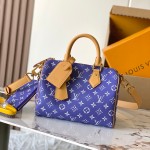 Louis Vuitton Speedy P9 Bandouliere 25 Handbag M11562 Windy Purple & M11561 Lake Blue with A-grade Full Steel Hardware (9.84 x 5.91 x 5.91 inches)
