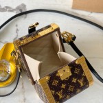 Louis Vuitton Treasure Box Limited Edition Handbag M83089 with Full Steel Hardware (4.13 x 4.13 x 4.13 inches)