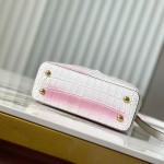 Louis Vuitton Capucines N93163 in White and Pink Crocodile Leather with Monogram Flower Pattern and Metallic Accents