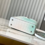 Louis Vuitton Capucines N93163 in White and Pink Crocodile Leather with Monogram Flower Pattern and Metallic Accents