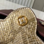 Louis Vuitton Capucines Bag in Burgundy with Golden Snake Handle and Monogram Chain