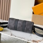 Louis Vuitton Keepall Bandoulière 25 M14919 black cowhide leather bag with metal hardware