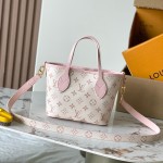  Louis Vuitton Neverfull Bandoulière Inside Out BB reversible handbag in White Green, Pink White, Brown and Rose Pink