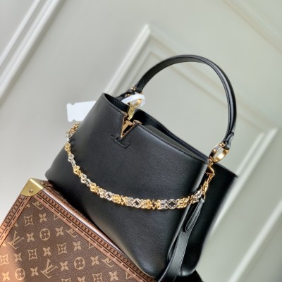 Louis Vuitton - Capucines Souple MM Handbag M12924 Black Shiny Cowhide Leather