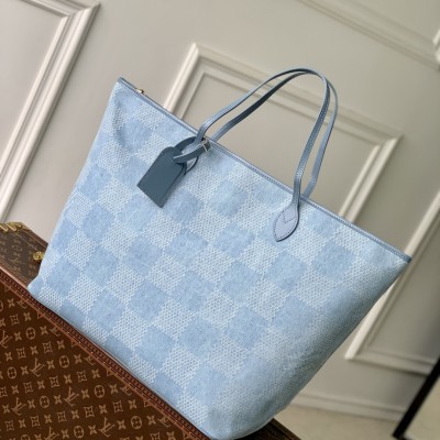 Louis Vuitton - Nevereverfull Tote Bag N00198 Damier Denim 3D Cotton Canvas