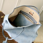 Louis Vuitton Nevereverfull Tote Bag N00198 in Damier Denim 3D Cotton Canvas with Leather Trims