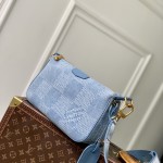 Louis Vuitton Pochette Accessoire XL N00204 Damier Denim 3D Cotton Canvas