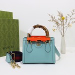 GUCCI 702732 Sky Blue Leather Handbag with Original Dust Bag