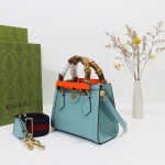 GUCCI 702732 Sky Blue Leather Handbag with Original Dust Bag