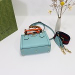 GUCCI 702732 Sky Blue Leather Handbag with Original Dust Bag
