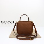 Gucci 742360 Brown and White Leather Handbag