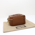 Gucci 742360 Brown and White Leather Handbag