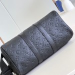 Louis Vuitton Keepall 35 Monogram Shadow Leather Travel Bag with Matte Metal Hardware