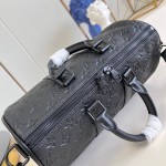 Louis Vuitton Keepall 35 Monogram Shadow Leather Travel Bag with Matte Metal Hardware