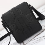 Gucci 760235 Black Embossed GG Leather Bag