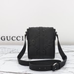 Gucci 760235 Black Embossed GG Leather Bag